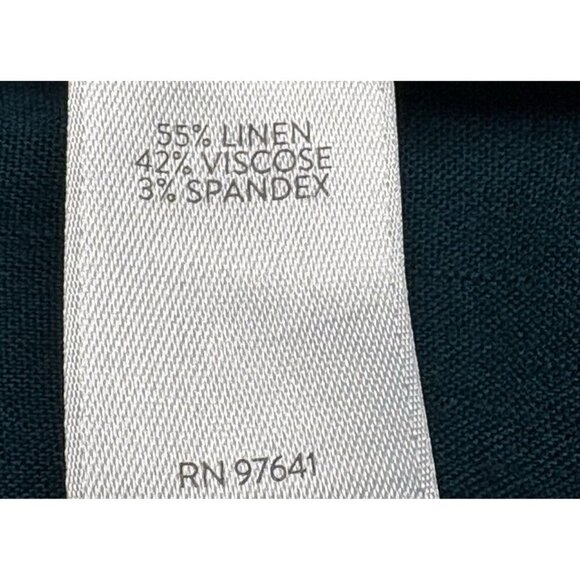 J JILL Women Linen Wide Leg Stretch Pants Sz L Green Elastic Waist Resort 15-11 - Picture 7 of 13